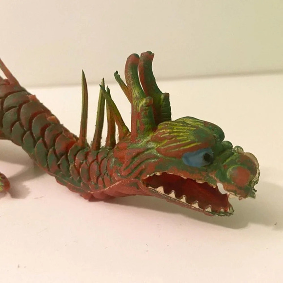 Vintage Rubber Dragon Jiggler Hong Kong 12 Inch Rubbery Toy Figure Broken Tail - Picture 13 of 16